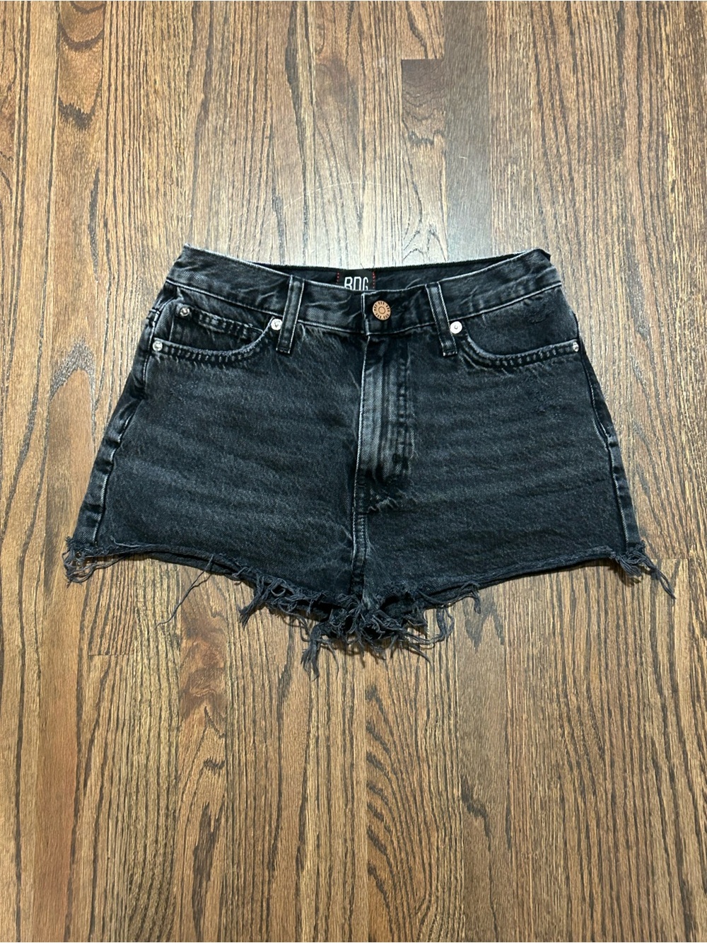 BDG Urban Outfitters Black High Rise Distressed Denim Shorts Size 25